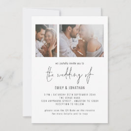 Convites Código QR de Casamento com Script de 2 Fotos Moder