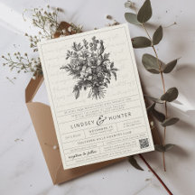 Código QR de casamento cristão floral vintage simp