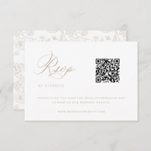 Convites Código QR de Casamento de Beige Chinoiserie