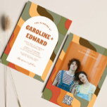 Convites Código Qr de Casamento de Boho Colorido de Onda Co<br><div class="desc">Código Qr de Casamento de Boho Retroativo</div>