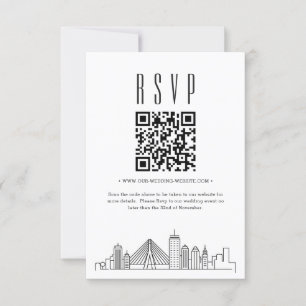 Convites Código QR de Casamento de Boston RSVP