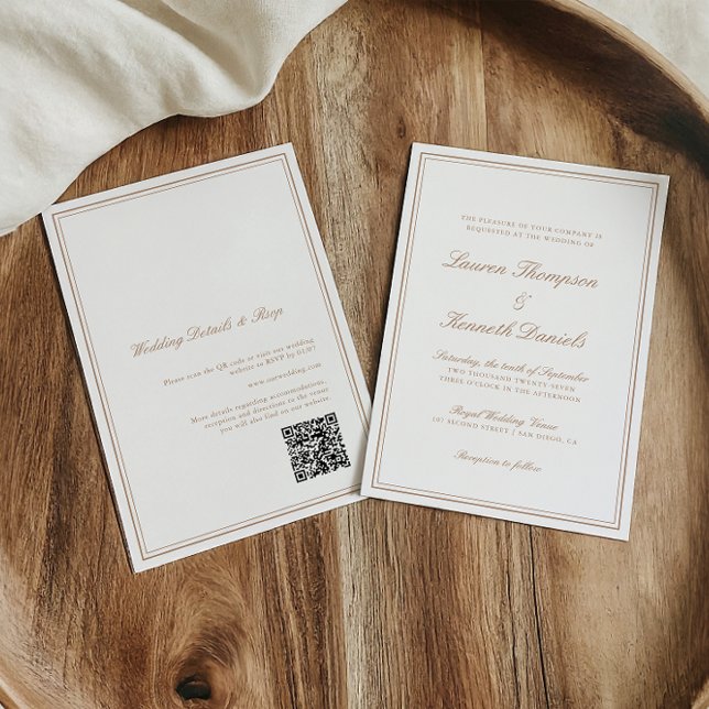 Convites Código QR de Casamento de Caligrafia Elegante de T (Criador carregado)
