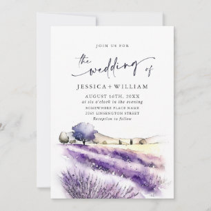 Convites Código QR de Casamento de Campo de Lavanda Roxo de