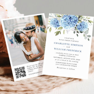Convites Código QR de Casamento de Casamento de Hydrangea B