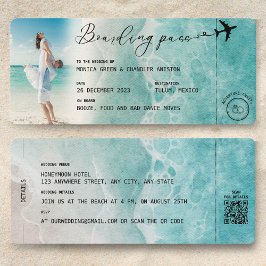 Convites Código QR de Casamento de Destino de Embarque Oceâ