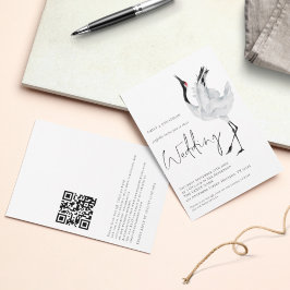 Convites Código QR de Casamento de Grou Minimalista