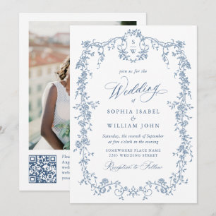 Convites Código QR de Casamento de Jardim de Rosas Verdes A