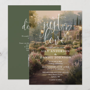 Convites Código QR de Casamento de Jardim Rústico Just Love