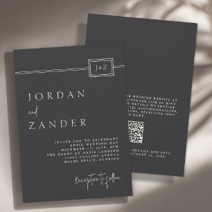 Convites Código QR de Casamento de Monograma Minimalista de