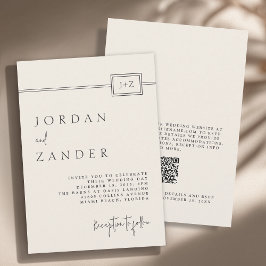 Convites Código QR de Casamento de Monograma Minimalista Mo