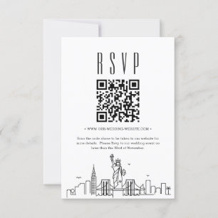 Convites Código QR de Casamento de Nova Iorque RSVP