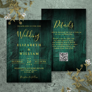 Convites Código QR de Casamento em Madeira de Celeiro Rústi