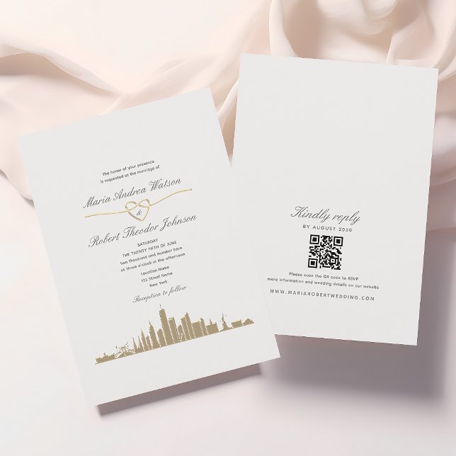 Convites Código QR de Casamento em Nova York (Criador carregado)