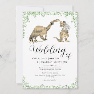 Convites Código QR de casamento engraçado de dinossauro