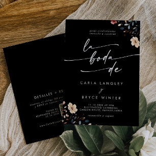 Convites Código QR de casamento espanhol boho selvagem capr