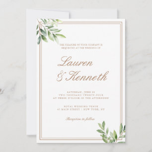 Convites Código QR de Casamento Eucalyptus de Taupe Leve