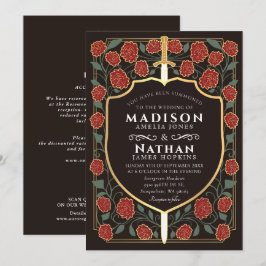 Convites Código QR de Casamento Fantasia com Escudo de Espa