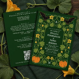 Convites Código QR de Casamento Floral de Abóbora de Morceg