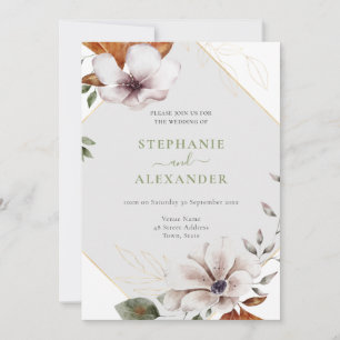 Convites Código QR de Casamento Floral de Queda Elegante