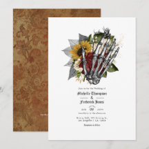 Código QR de Casamento Floral Gótico Rústico de Ou