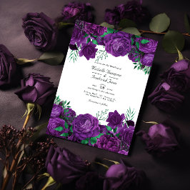 Convites Código QR de Casamento Floral Puro e Verde Rsvp