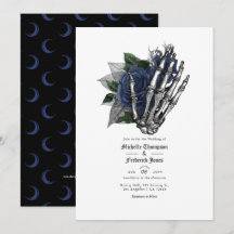 Código QR de Casamento Gótico Floral Azul Marinho