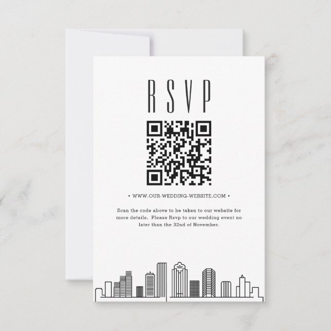 Convites Código QR de Casamento Houston RSVP (Frente)