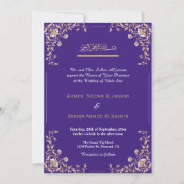 Convites Código QR de casamento islâmico muçulmano roxo ele