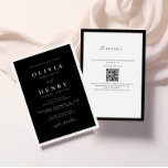 Convites Código QR de Casamento Moderno Mínimo Preto e Bran<br><div class="desc">Concurso de casamento de código QR preto e branco minimalista elegante.</div>