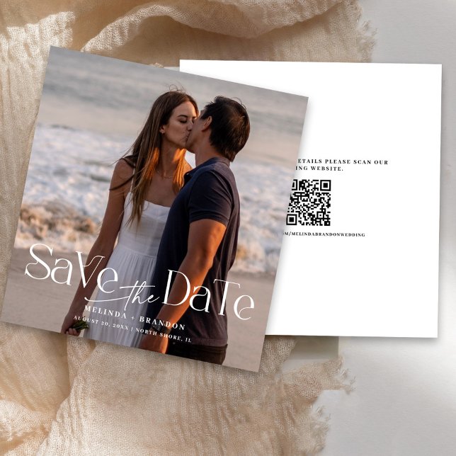 Convites Código QR de Casamento Moderno para Salvar a Data (Criador carregado)