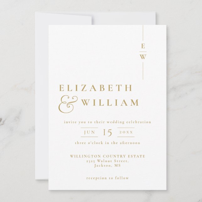 Convites Código QR de casamento monograma minimalista moder (Frente)