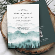 Código QR de Casamento na Montanha com Aquarela Rú