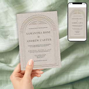 Convites Código QR de Casamento Neo Deco Minimalista com Ef