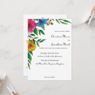Convites Código QR de casamento primavera verão Flor Brilha