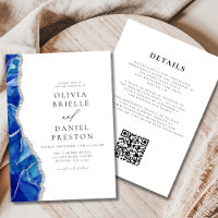 Código QR de Casamento Real de Prata de Agato Azul