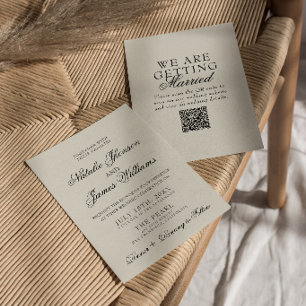 Convites Código QR de Casamento Retro Caprichoso de Dinheir