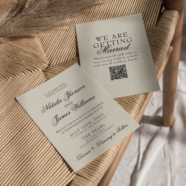 Convites Código QR de Casamento Retro Caprichoso de Dinheir (Criador carregado)
