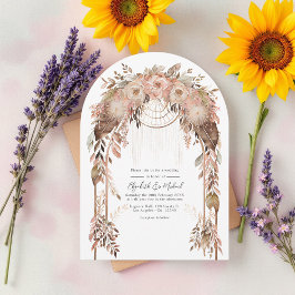 Convites Código QR de Casamento Rustic Boho Chic Western