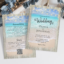 Convites Código QR de Casamento Rustic Ocean Beach, tudo em