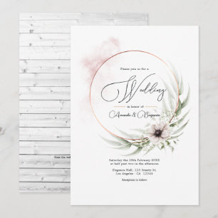 Convites Código QR de Casamento Rustico Elegância Greenery 