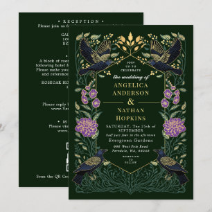 Convites Código QR de Casamento Snapdragon Corvo Gótico Enc