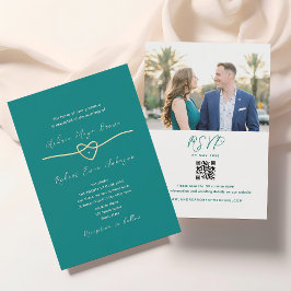 Convites Código QR de Casamento Teal Moderno