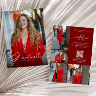 Convites Código QR de colagem de fotos Festa de formatura B