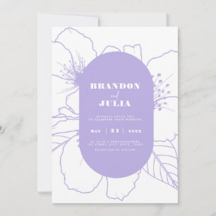 Convites Código QR de Contorno Floral Lilás Lavanda Desenha