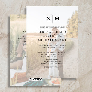 Convites Código QR de Coração de Foto Casamento