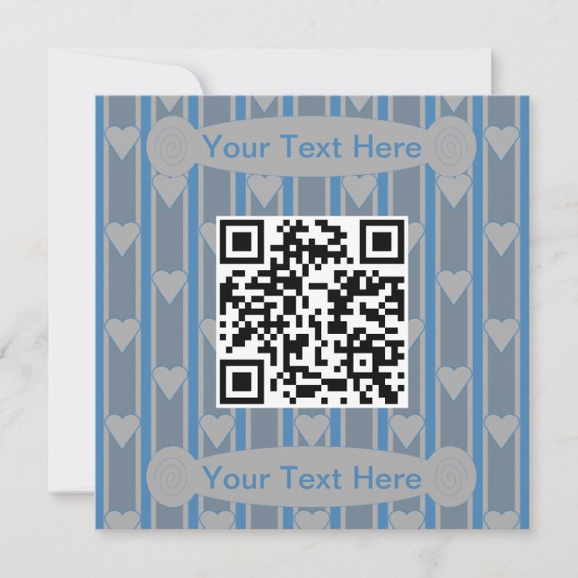 Convites Código QR de Coração Divertido e Elegante (Frente)