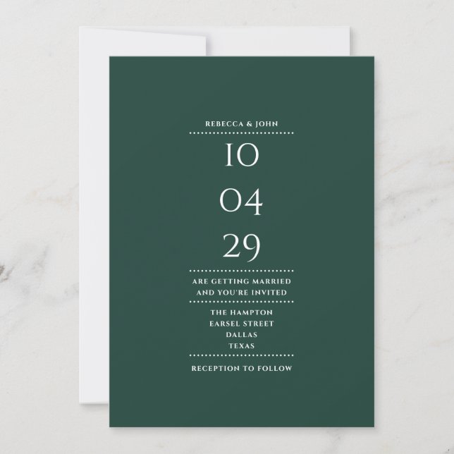 Convites Código QR de Data de Casamento Verde Esmeralda Min (Frente)