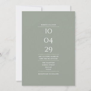 Convites Código QR de Data de Casamento Verde Sage Minimali