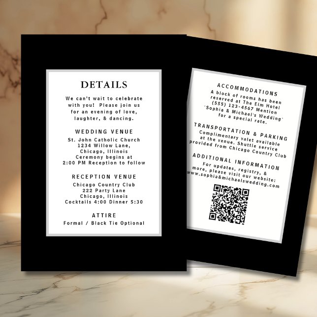 Convites Código QR de Detalhe de Casamento de Prata Branca  (Criador carregado)