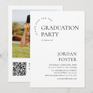 Convites Código QR de Festa de formatura de FOTO Minimalist